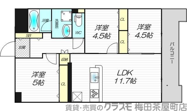コスモハイツ新大阪2番館(3LDK/7階)の間取り写真
