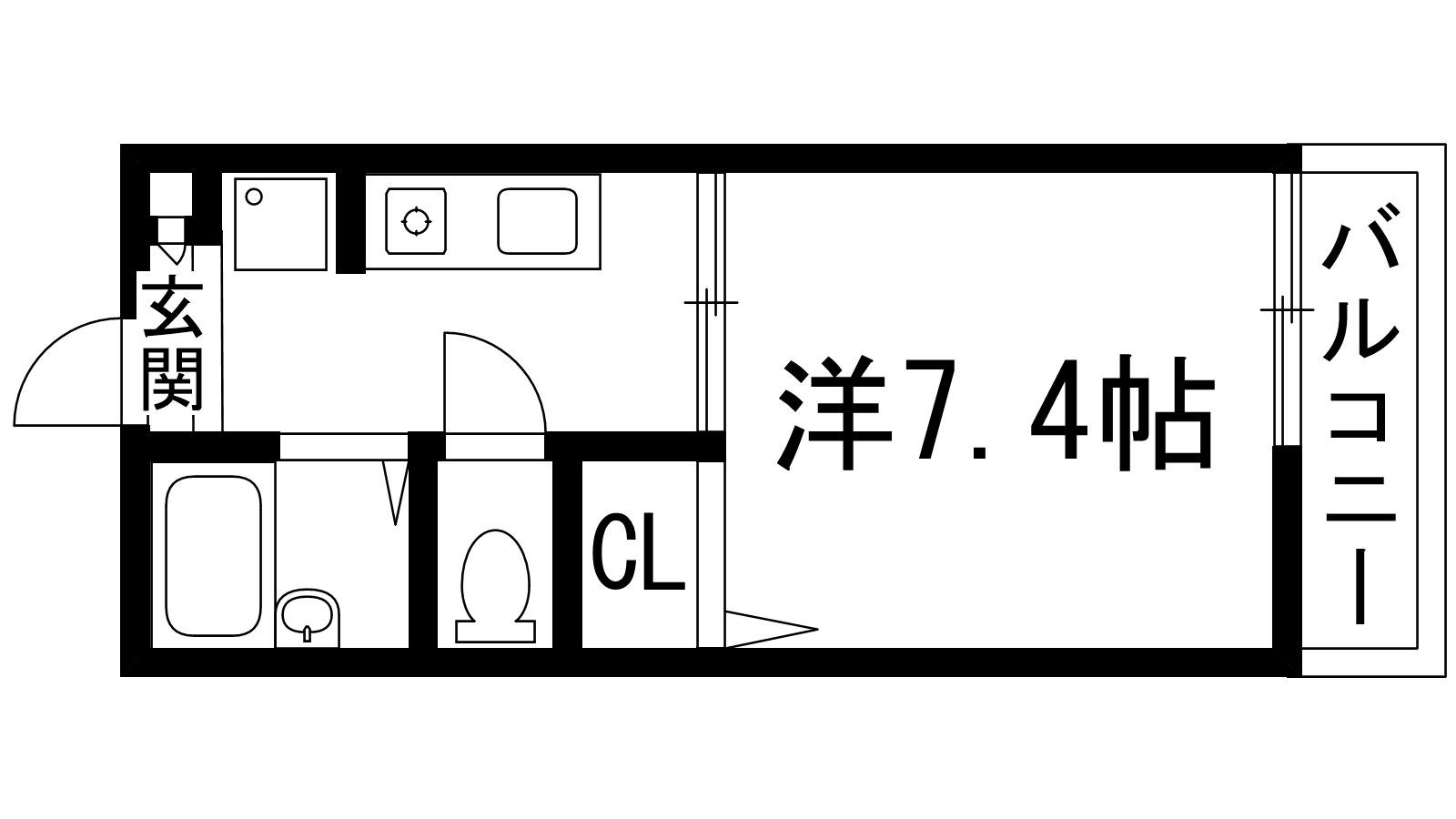売布Kハイツ(1K/2階)の間取り写真