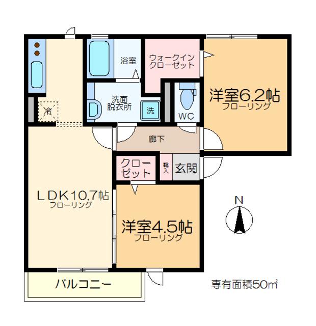 アンジェリカ(2LDK/1階)の間取り写真