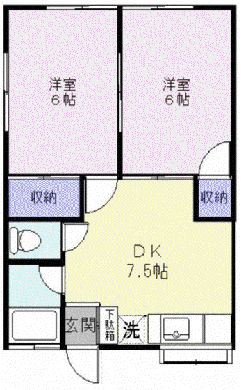 大山コーポ(2DK/1階)の間取り写真