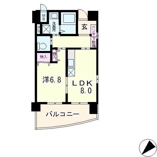 レスペクテ(1DK/3階)の間取り写真