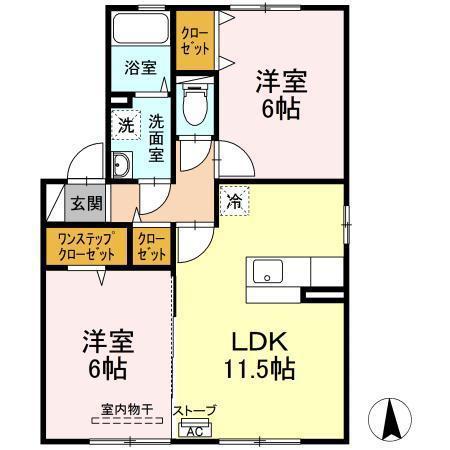 セントグランモアB(2LDK/1階)の間取り写真