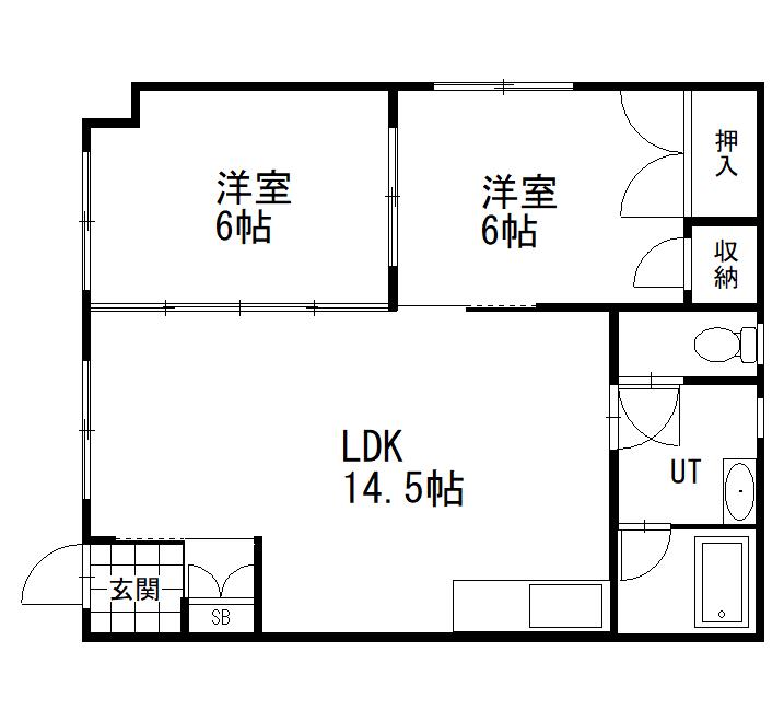 ノウブルマン(2LDK/1階)の間取り写真