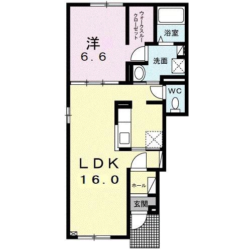 シャルール(1LDK/1階)の間取り写真