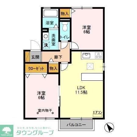グリーンパークAB(2LDK/1階)の間取り写真