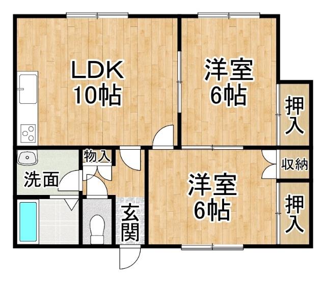ハイツ舞(2LDK/1階)の間取り写真
