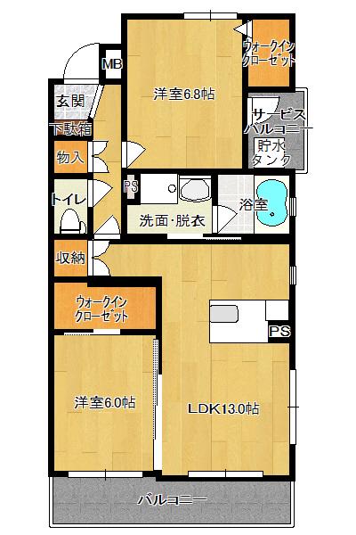 ボージャルダン(2LDK/1階)の間取り写真