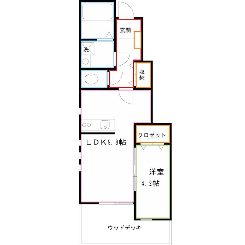 ナテューるレギューム(1LDK/1階)の間取り写真