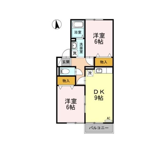 D-ROOM SHARES・I(2DK/1階)の間取り写真
