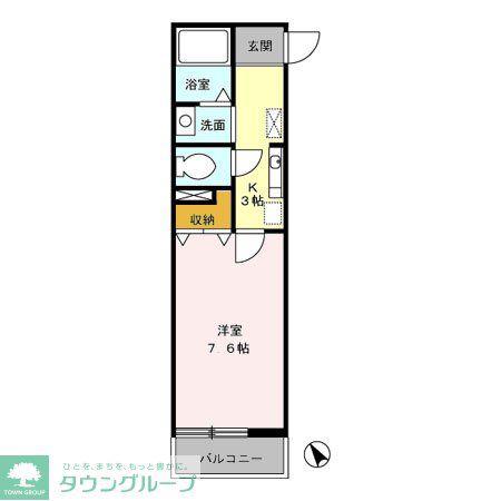Kハイム(1K/2階)の間取り写真
