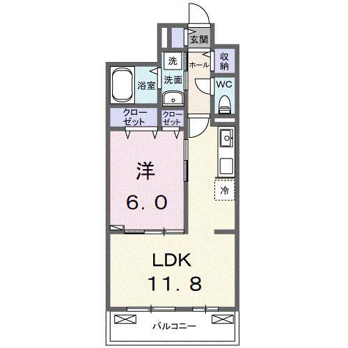 中妻アパート(1LDK/2階)の間取り写真