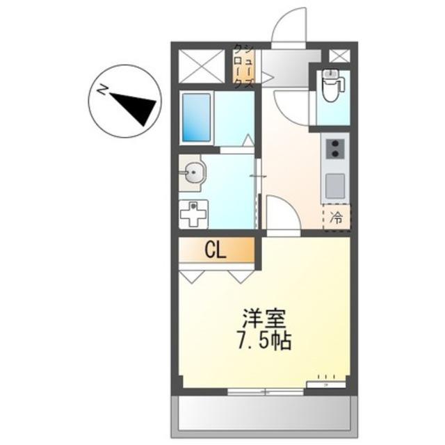オレンジクレストA(1K/2階)の間取り写真