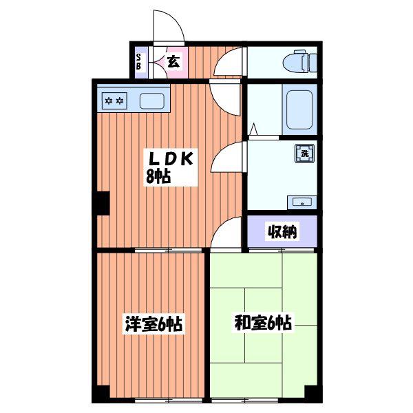 ブランマレー(2LDK/1階)の間取り写真