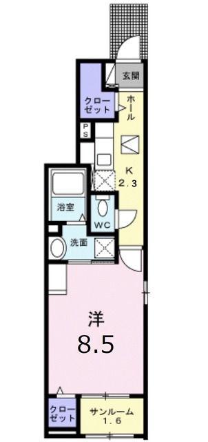 オラ長田町B(1K/1階)の間取り写真