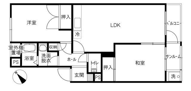 ジュエリア(2LDK/1階)の間取り写真