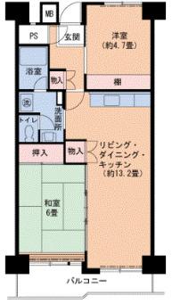 UR武庫川 20号棟(2LDK/10階)の間取り写真