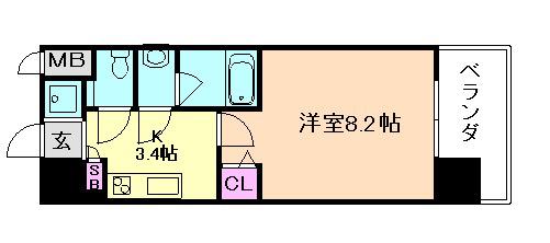 スプランディット十三本町(1K/12階)の間取り写真