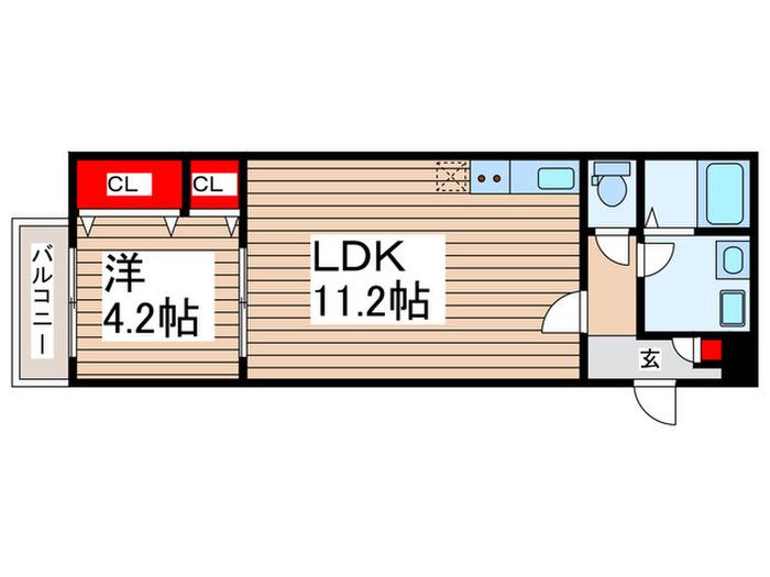 ジーメゾン新狭山駅前(1LDK/2階)の間取り写真
