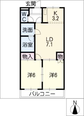 フォレスト赤池 A棟(2LDK/2階)の間取り写真