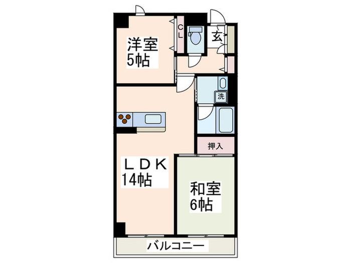 シャレーナ藤が丘(2LDK/2階)の間取り写真