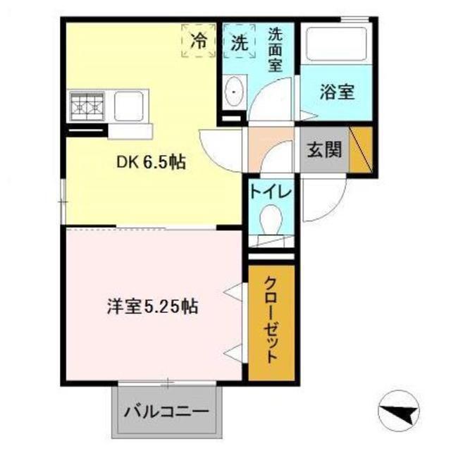 ココット(1DK/2階)の間取り写真