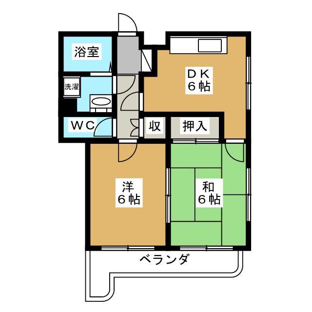 第2たわわハイツ(2DK/3階)の間取り写真