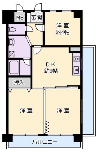 エスポアール江戸堀(3DK/10階)の間取り写真