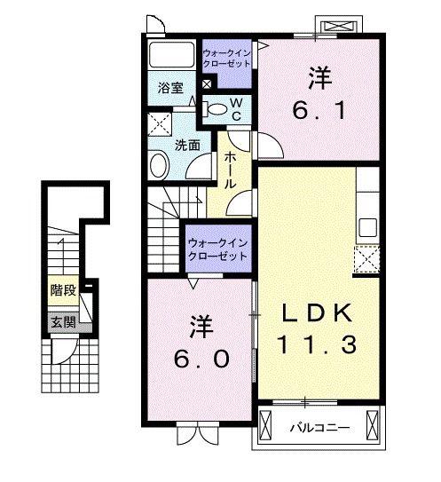 ピーチヒルズ(2LDK/2階)の間取り写真
