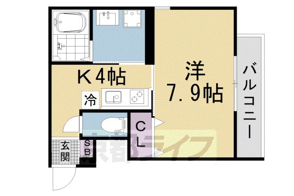LEI COURT椥辻I(1K/3階)の間取り写真