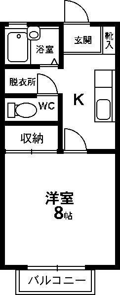 エリア10(1K/1階)の間取り写真