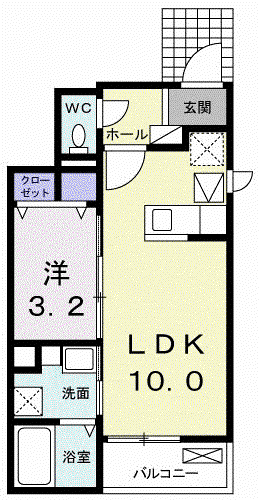 シャルドンA(1LDK/1階)の間取り写真