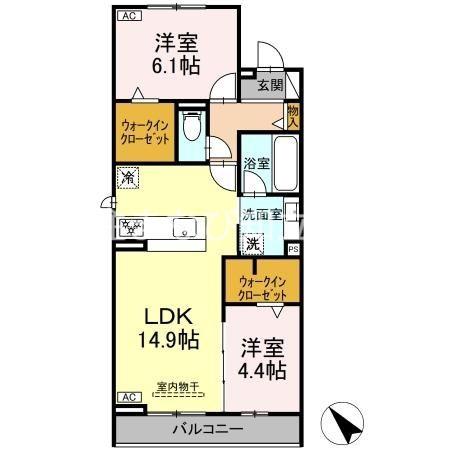 ノヴァーリス恵(2LDK/2階)の間取り写真