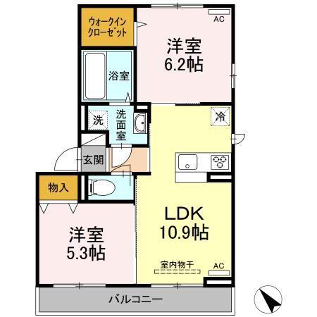 グラン フェリオ(2LDK/2階)の間取り写真