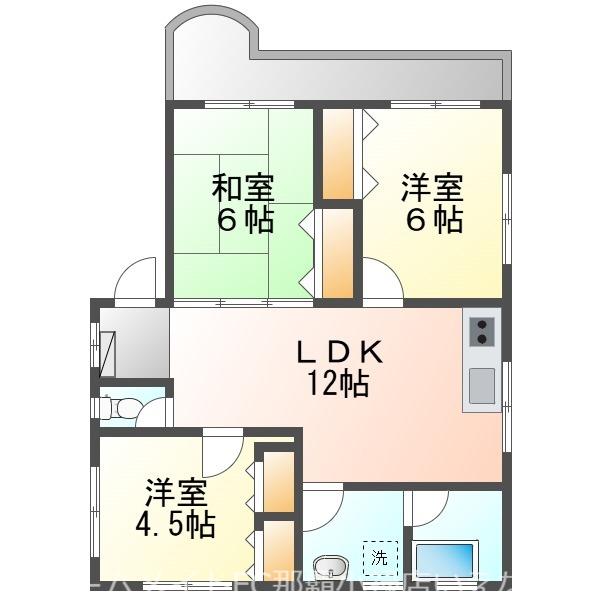 森田アパート(3LDK/3階)の間取り写真