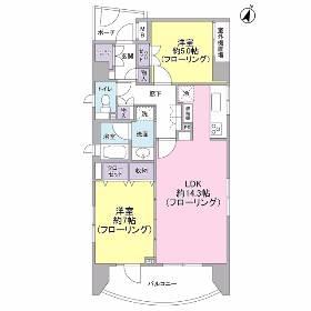 クレッセント麻布ビュータワー(2LDK/3階)の間取り写真