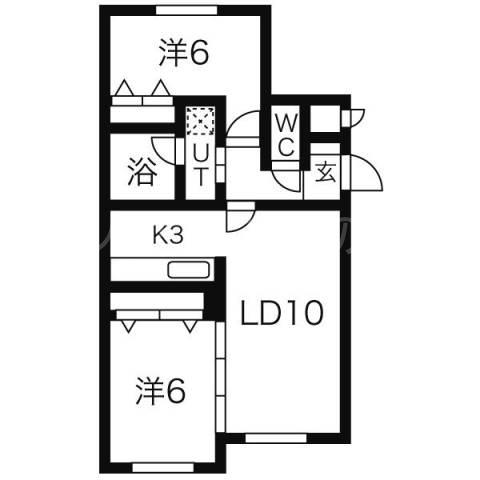 キューブ平岸3-5(2LDK/2階)の間取り写真