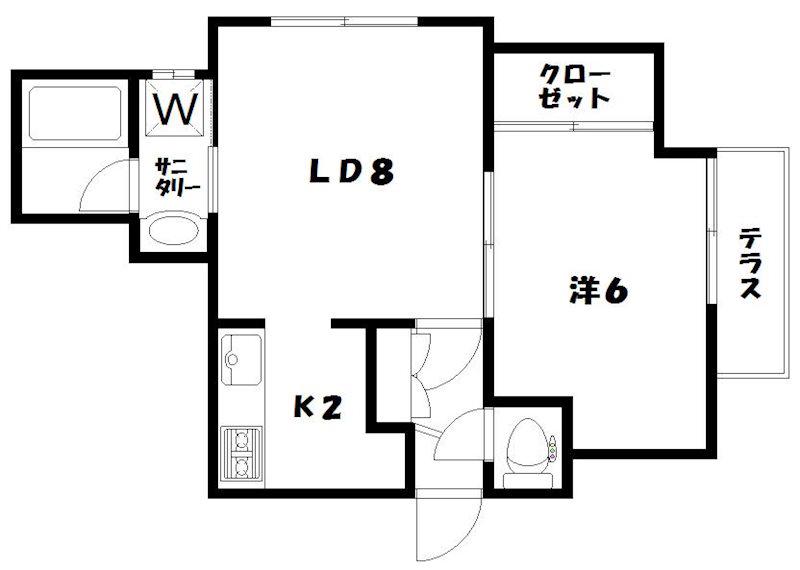 サウスハイム中央4(1LDK/1階)の間取り写真