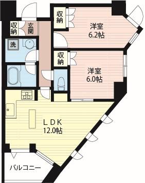 エスティメゾン北新宿(2LDK/5階)の間取り写真