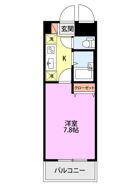 ドルトワール南笹口(1K/2階)の間取り写真