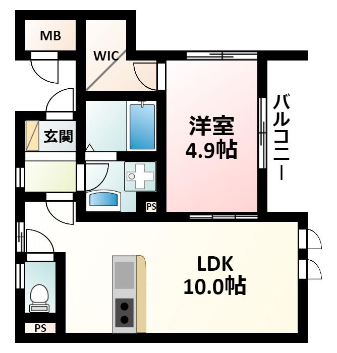 ルリエ江坂(1LDK/3階)の間取り写真