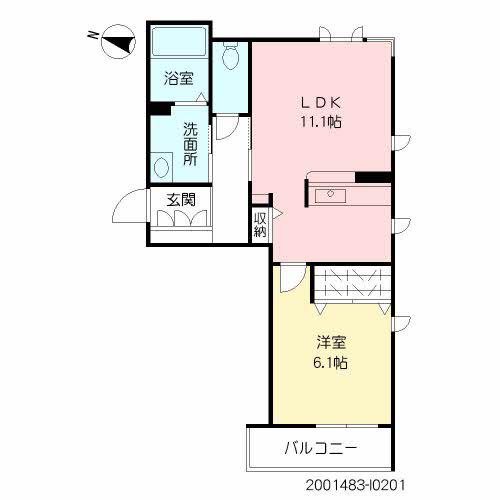 ヴィルヌーブ諏訪野I(1LDK/2階)の間取り写真