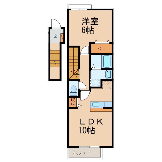 ハーベスト弐番館(1LDK/2階)の間取り写真