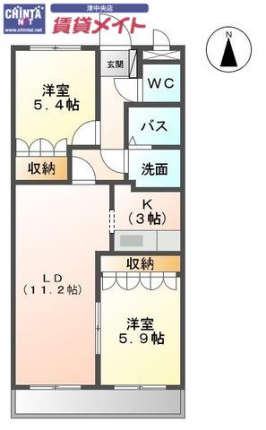 パラティーノ(2LDK/1階)の間取り写真