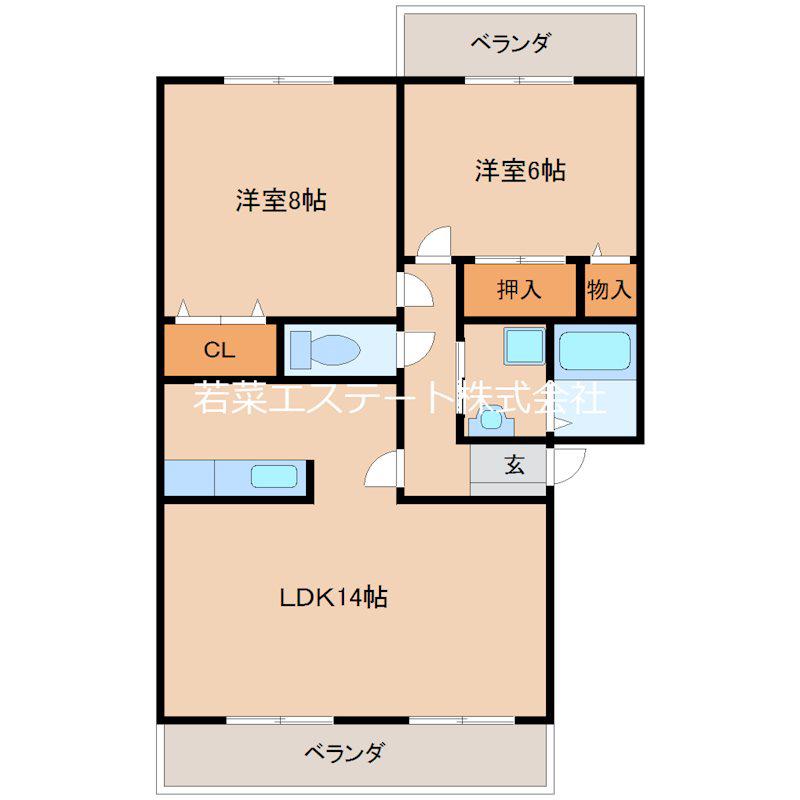 クレールII(2LDK/1階)の間取り写真