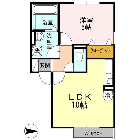 セジュール椿(1LDK/2階)の間取り写真