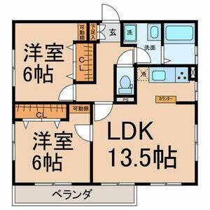 蟹江マンション(2LDK/4階)の間取り写真