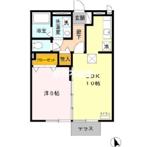 アヴニール合川(1LDK/1階)の間取り写真