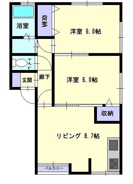 ぐらんでーる・かとう(2LDK/1階)の間取り写真
