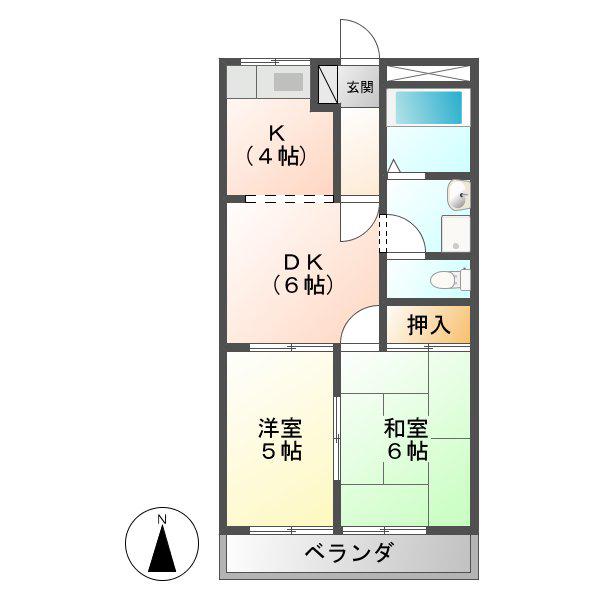 セントラルパークA・B(2LDK/2階)の間取り写真