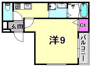 フジパレス西立花III番館(1K/3階)の間取り写真